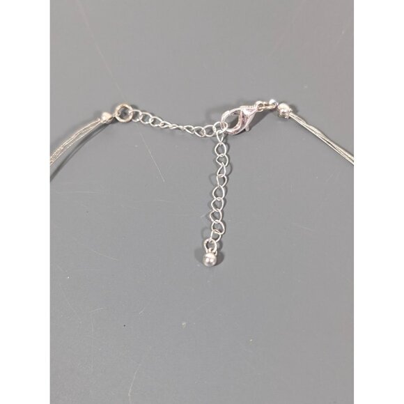 Beachy Boho Wine Red Square Shell Station Multi Wire Bead Necklace Bib 22" - Picture 6 of 7